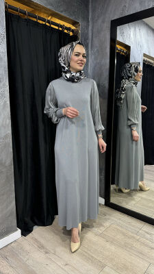 Miss Dalida Balon Kollu Uzun Elbise Viale/Grey - 2