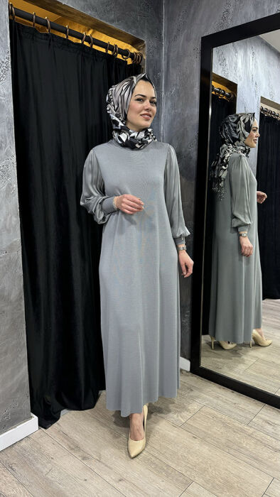 Miss Dalida Balon Kollu Uzun Elbise Viale/Grey - 2