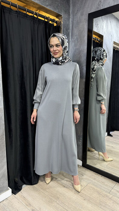 Miss Dalida Balon Kollu Uzun Elbise Viale/Grey - 3