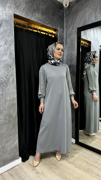 Miss Dalida Balon Kollu Uzun Elbise Viale/Grey - 6