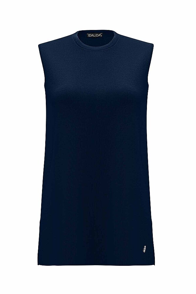 Miss Dalida Basic Kolsuz Triko Tunik Oası-Dark Navy
