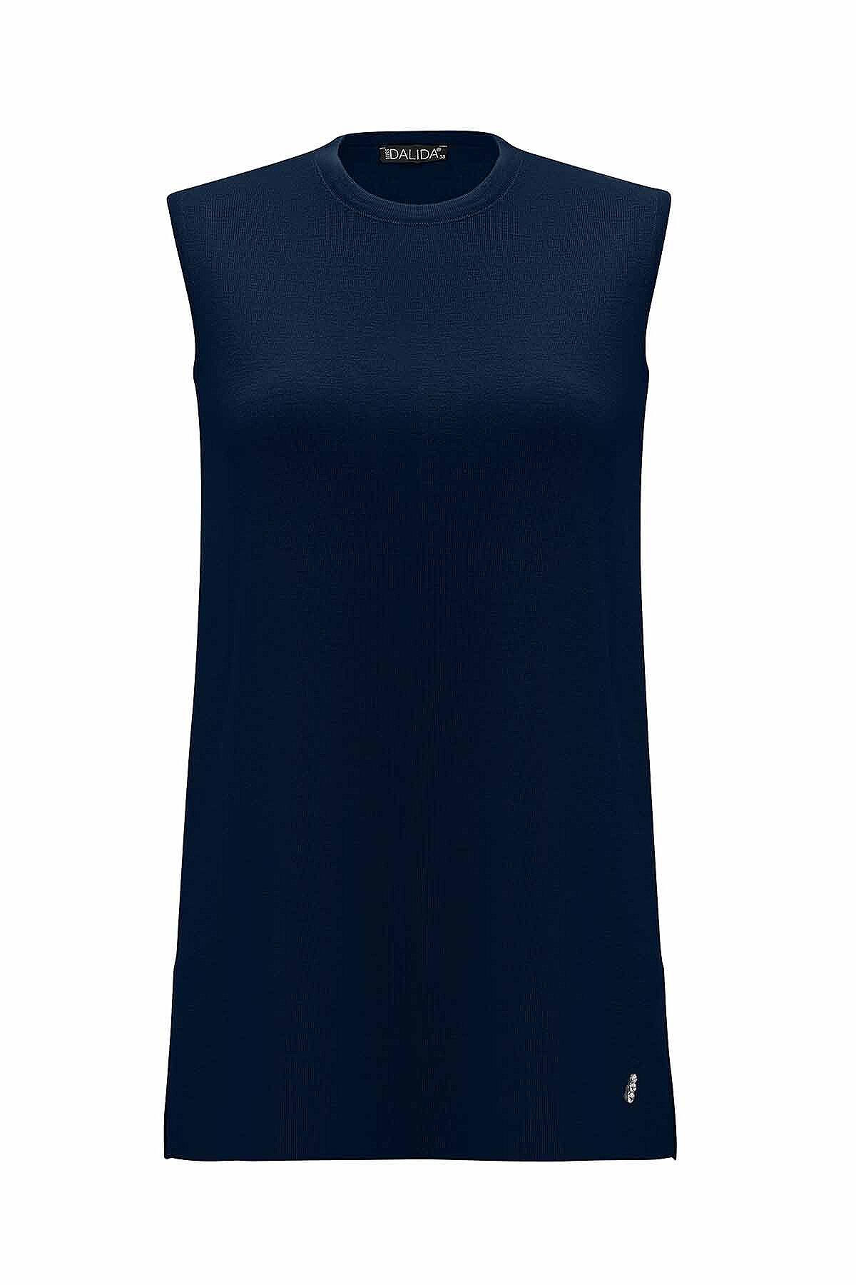 Miss Dalida Basic Kolsuz Triko Tunik Oası-Dark Navy - 1