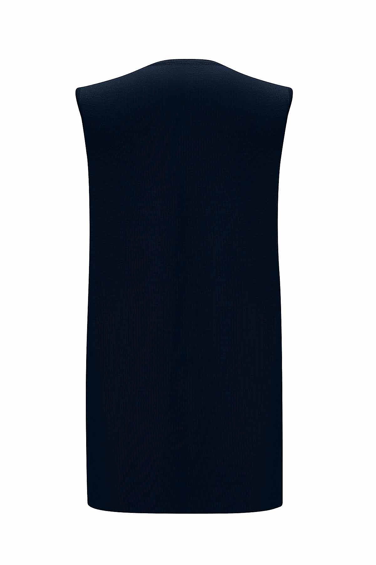 Miss Dalida Basic Kolsuz Triko Tunik Oası-Dark Navy - 2