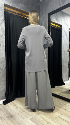 Miss Dalida Bekletme Detaylı Asimetrik Kesim Triko Tunik ANTRASİT - 4