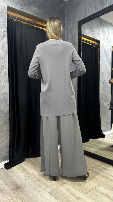 Miss Dalida Bekletme Detaylı Asimetrik Kesim Triko Tunik ANTRASİT - 4