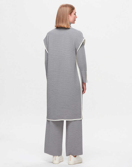 Miss Dalida Bekletmeli Bol Paça Triko Pantolon GREY - 3