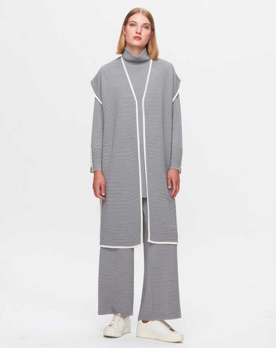 Miss Dalida Bekletmeli Bol Paça Triko Pantolon GREY - 1