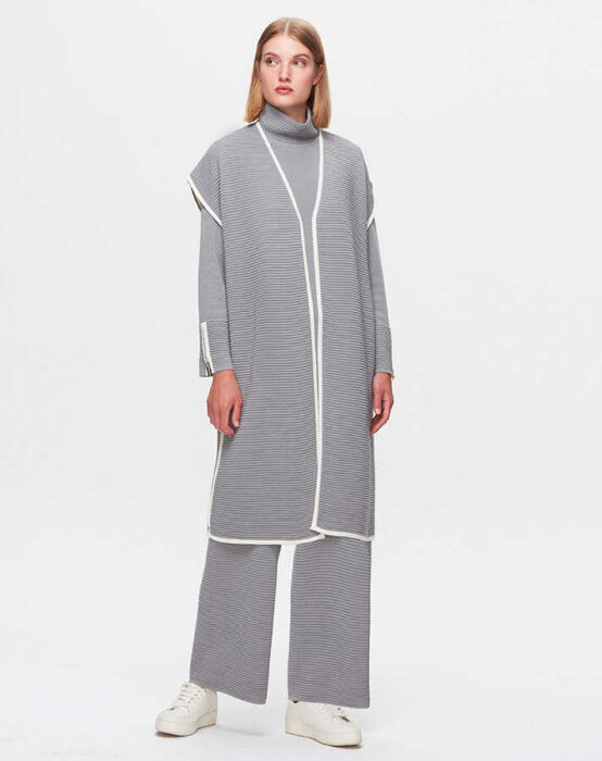 Miss Dalida Bekletmeli Bol Paça Triko Pantolon GREY - 2