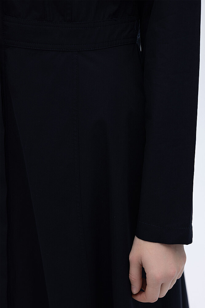 Miss Dalida Belden Oturtmalı Uzun Kollu Poplin Elbise BLACK - 3