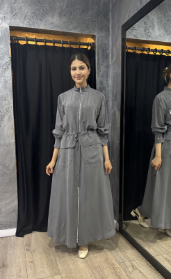 Miss Dalida Beli Büzgülü Cepli Cupro Kap ANTRASİT - 6