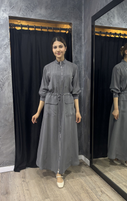 Miss Dalida Beli Büzgülü Cepli Cupro Kap ANTRASİT 