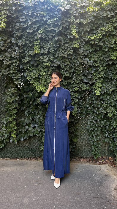 Miss Dalida Beli Büzgülü Cepli Cupro Kap Navy Blue - 1
