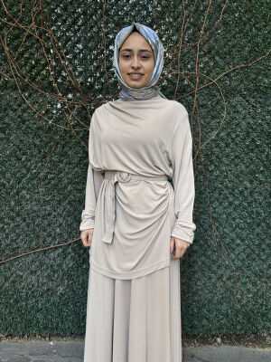 Miss Dalida Beli Kemerli Klasik Tunik BEİGE - 2