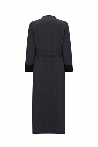 Miss Dalida Beli Kuşaklı Uzun Hırka Vate/Dark Grey - 6