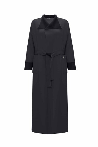 Miss Dalida Beli Kuşaklı Uzun Hırka Vate/Dark Grey