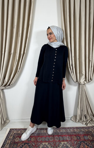 Miss Dalida Beli Lastikli A Kesim Triko Etek Oası-Dark Navy - 3