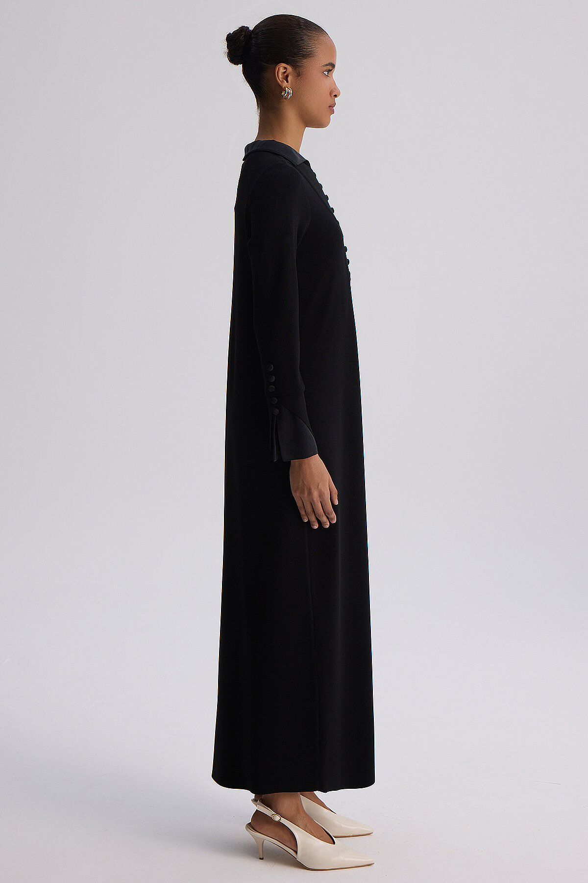 Miss Dalida Bilek Detaylı Düz Renk Triko Elbise BLACK - 8