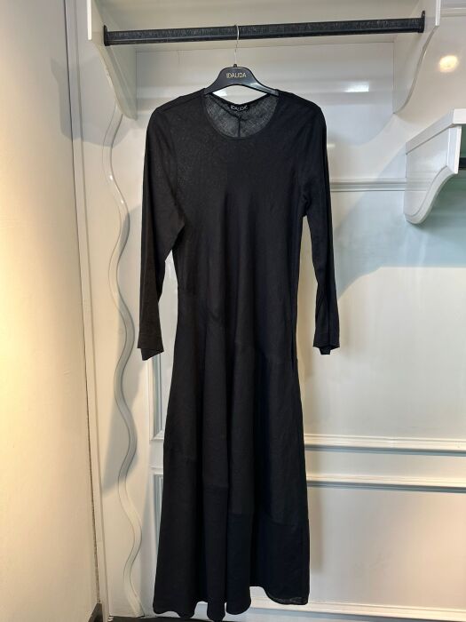 Miss Dalida Black Kendinden Parçalı Uzun Keten Elbise BLACK - 5