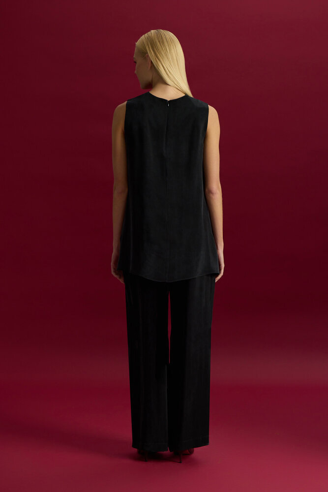 Miss Dalida Bol Paça Basic Cupro Pantolon BLACK - 2