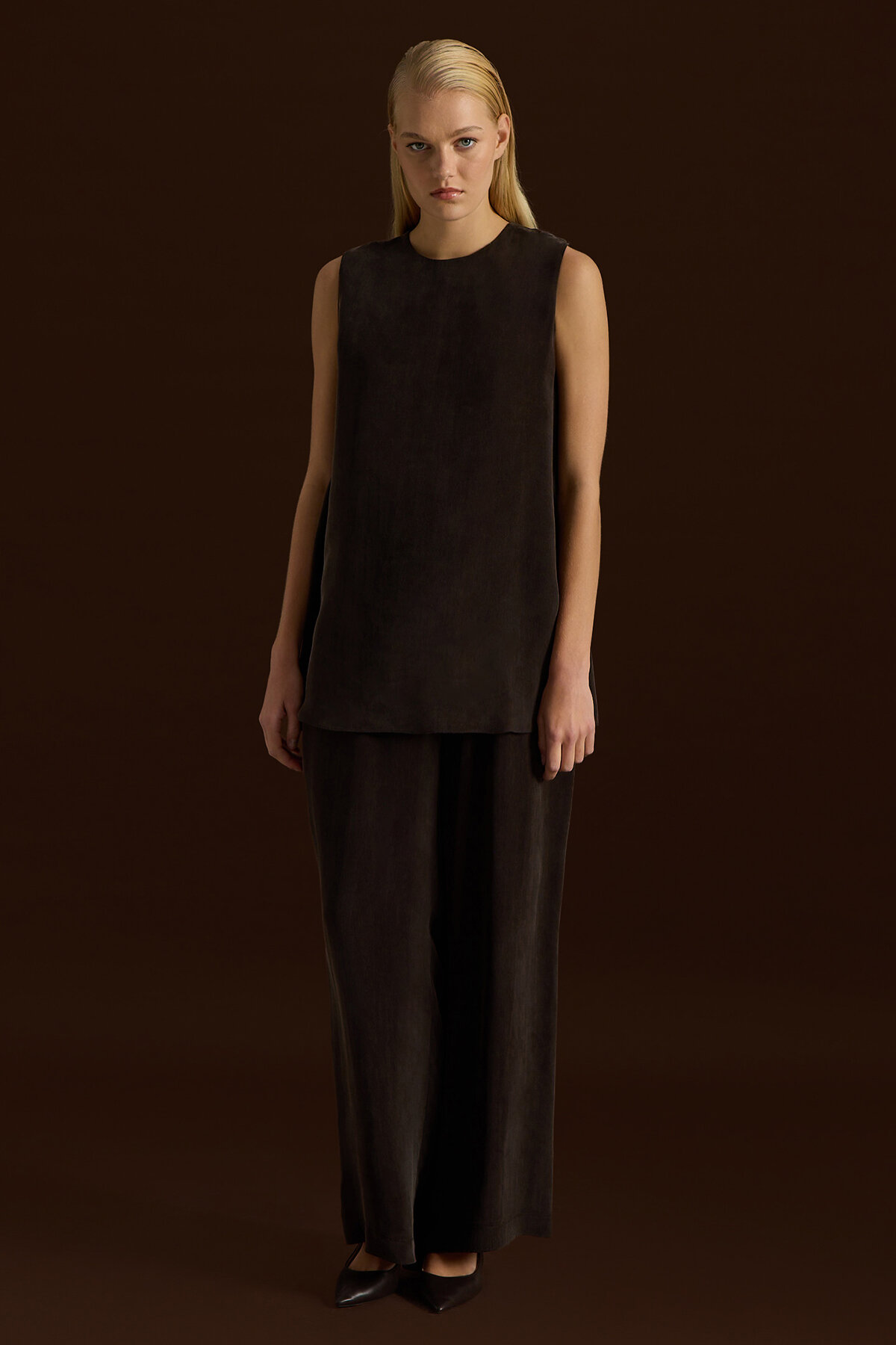 Miss Dalida Bol Paça Basic Cupro Pantolon Cacao - 2