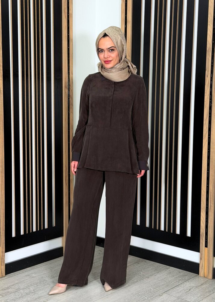Miss Dalida Bol Paça Basic Cupro Pantolon Cacao
