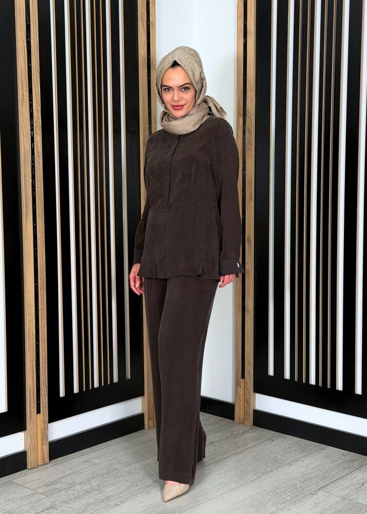 Miss Dalida Bol Paça Basic Cupro Pantolon Cacao - 3