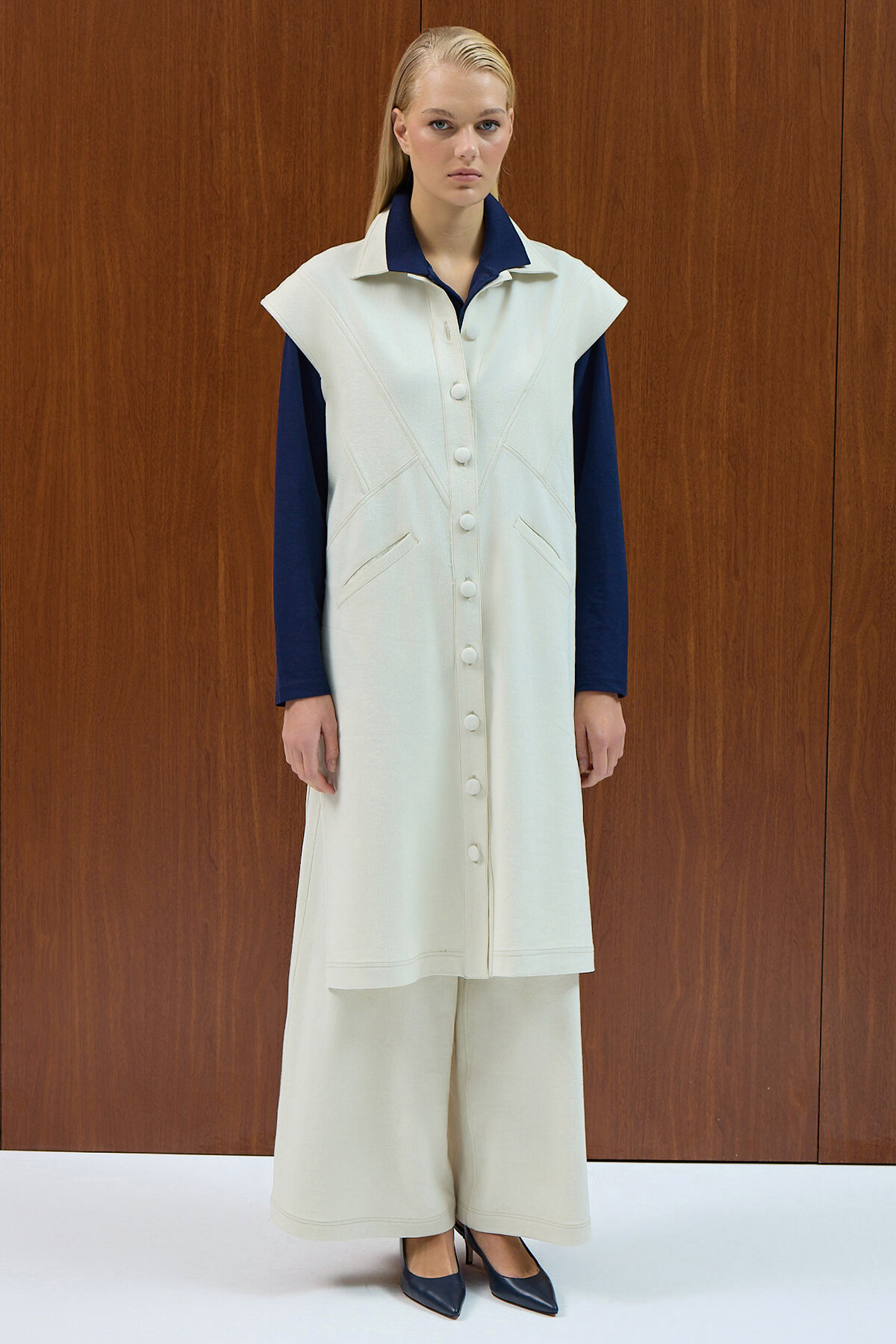 Miss Dalida Bol Paça Basic Denim Pantolon EKRU - 1