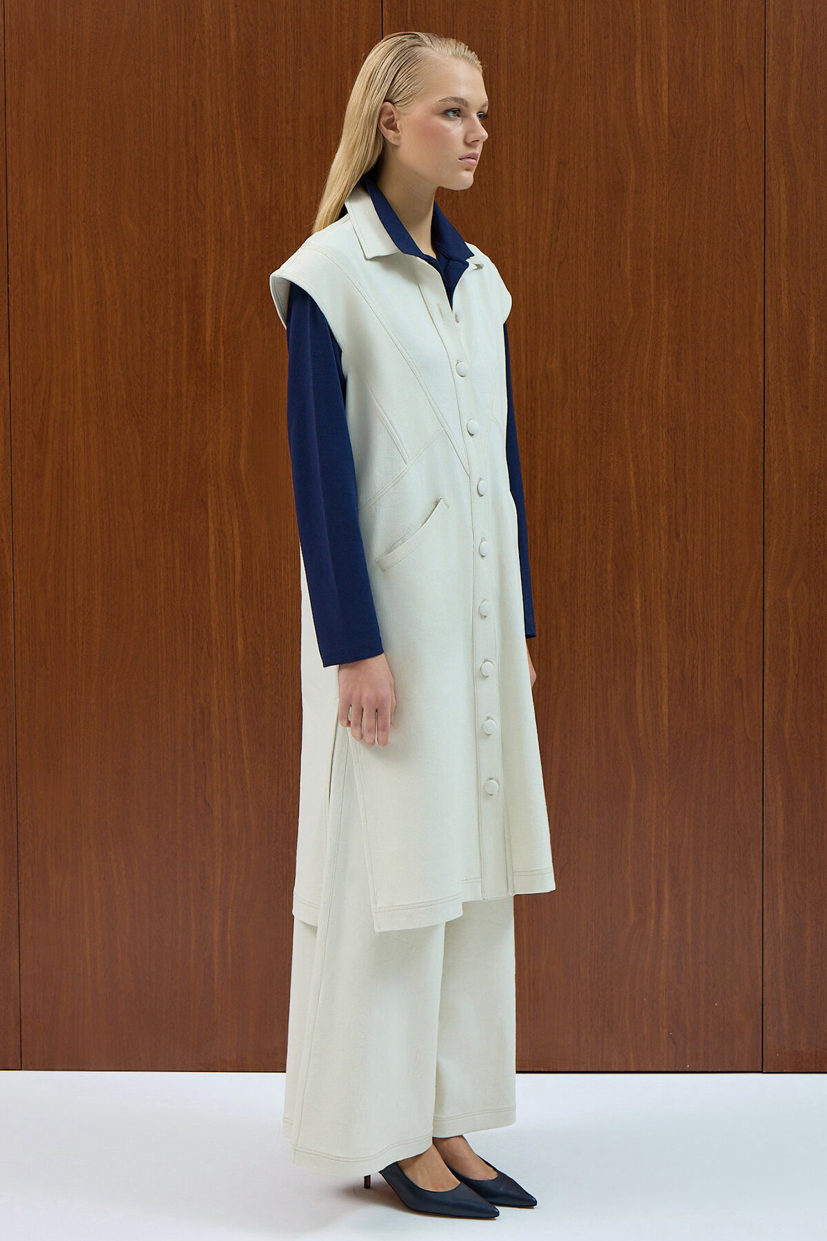 Miss Dalida Bol Paça Basic Denim Pantolon EKRU - 2