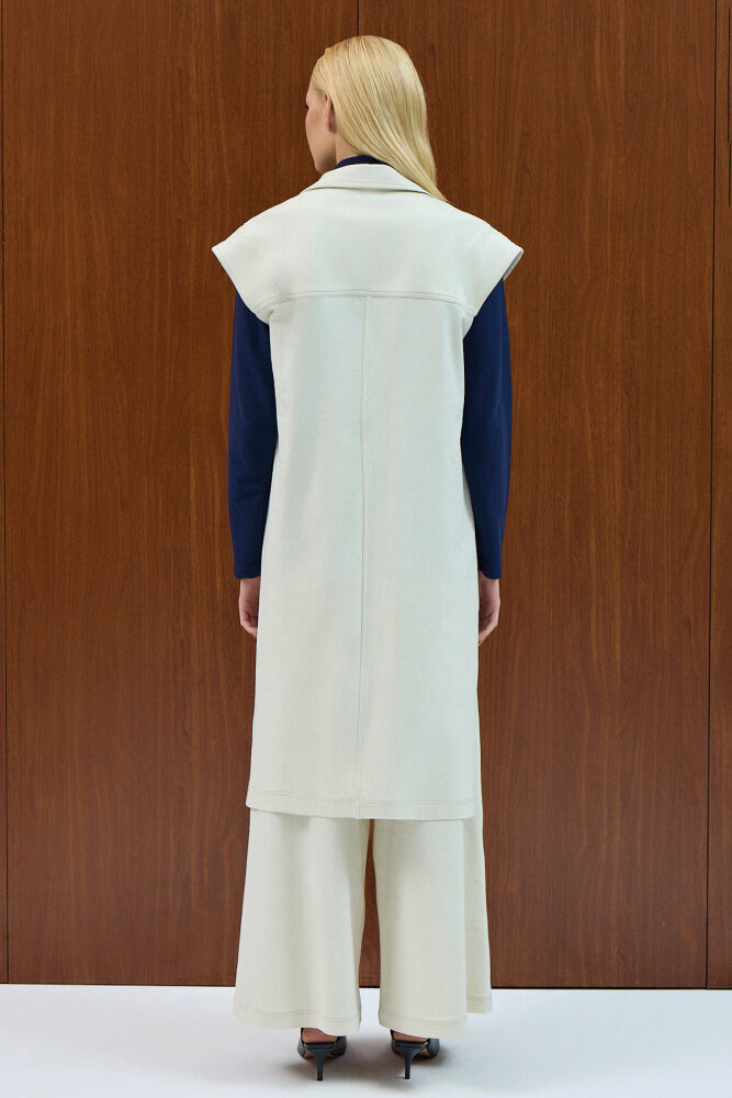 Miss Dalida Bol Paça Basic Denim Pantolon EKRU - 4