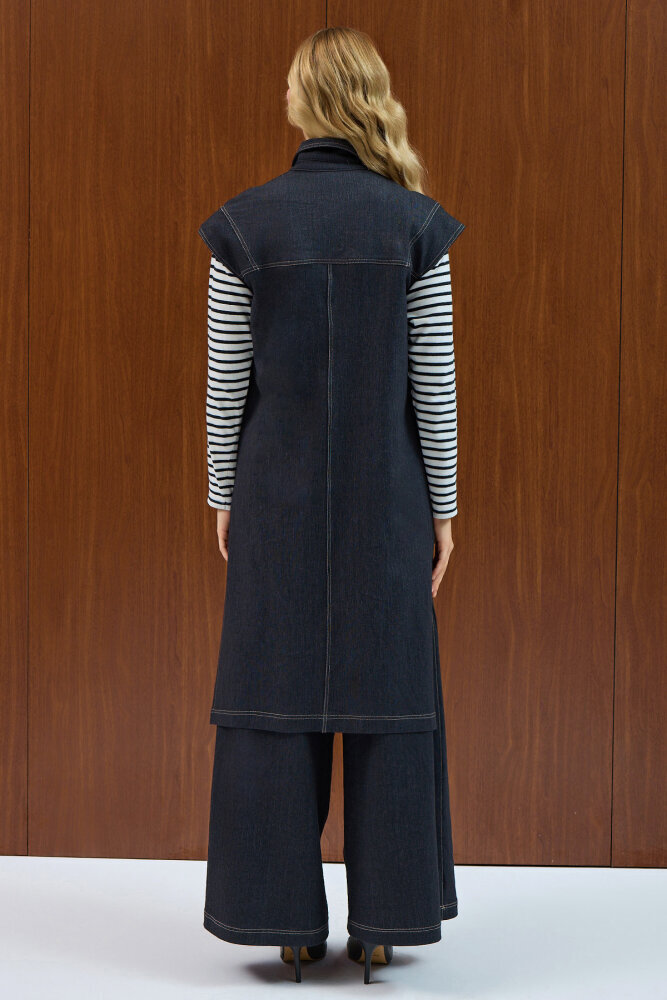 Miss Dalida Bol Paça Basic Denim Pantolon Navy - 3