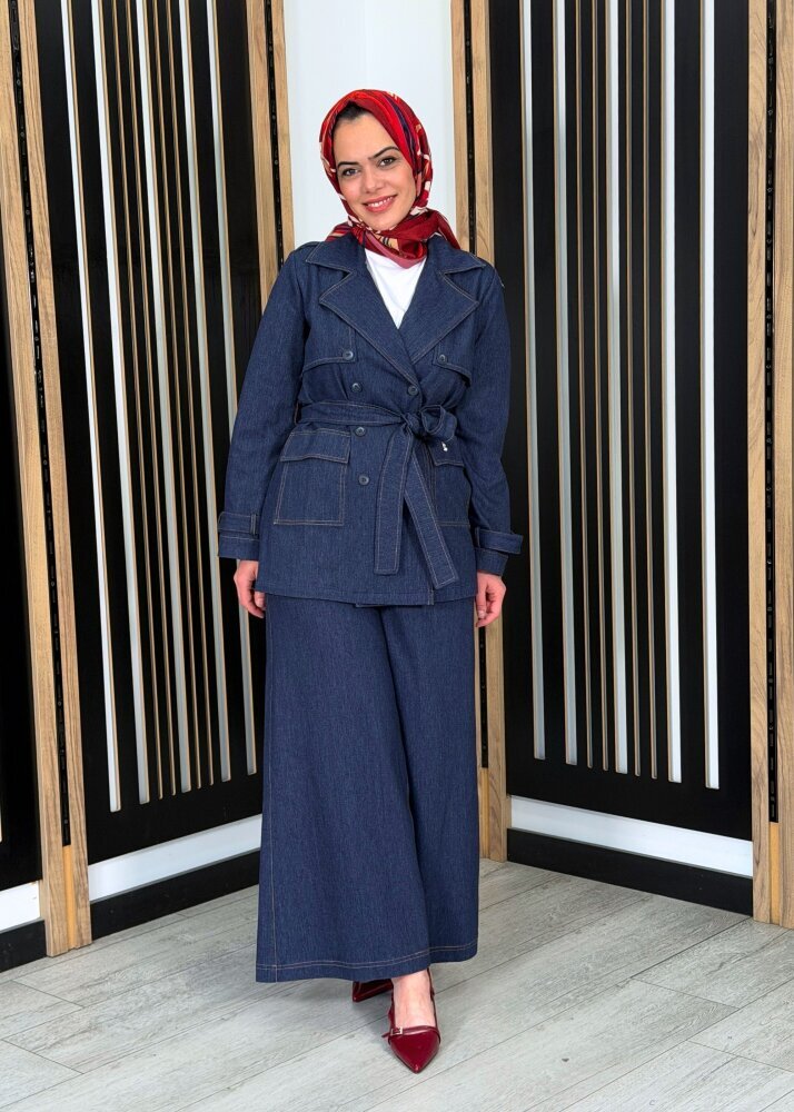 Miss Dalida Bol Paça Basic Denim Pantolon Navy - 2