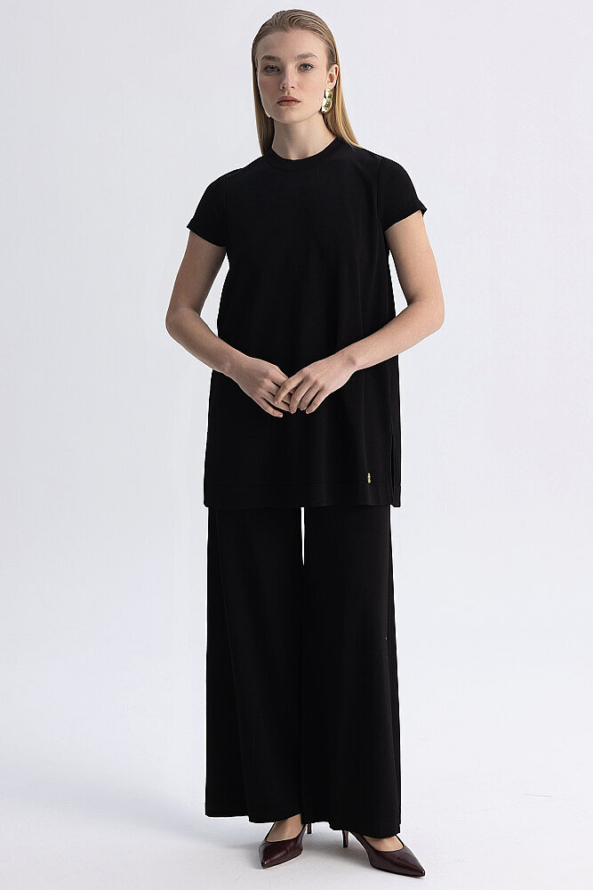 Miss Dalida Bol Paça Basic Triko Pantolon BLACK - 4