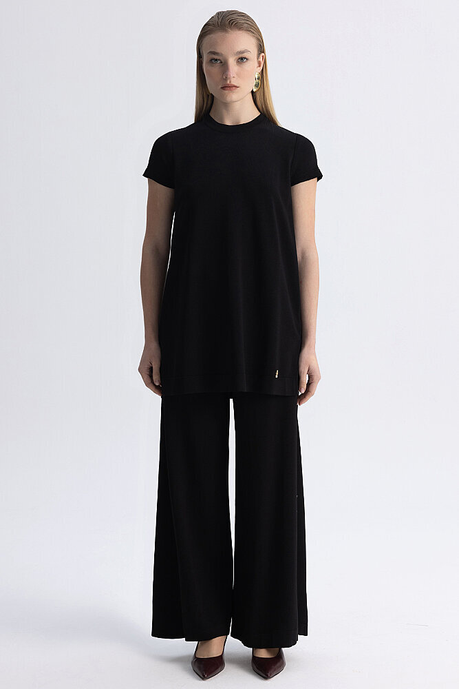 Miss Dalida Bol Paça Basic Triko Pantolon BLACK - 5