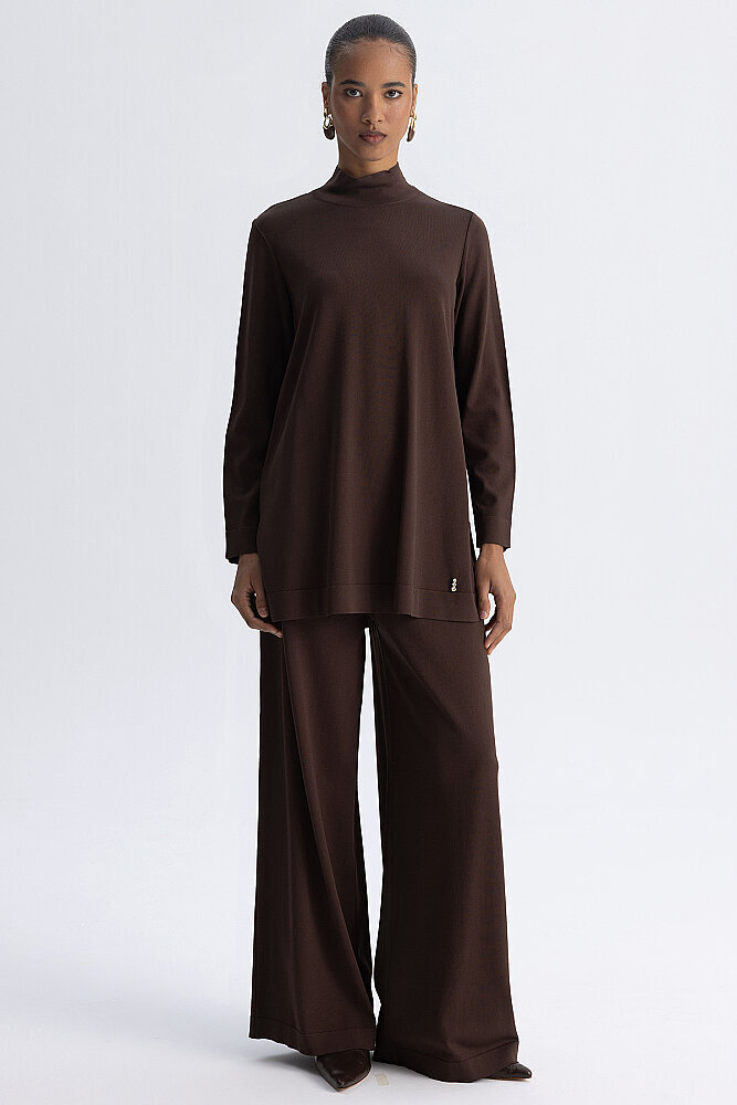 Miss Dalida Bol Paça Basic Triko Pantolon Cacao