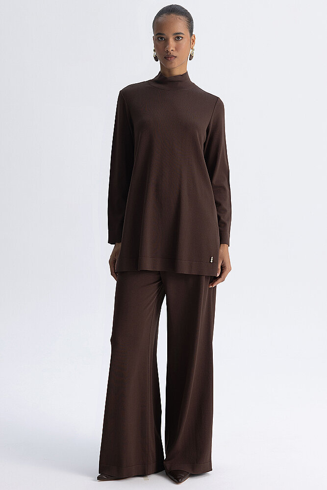 Miss Dalida Bol Paça Basic Triko Pantolon Cacao - 2