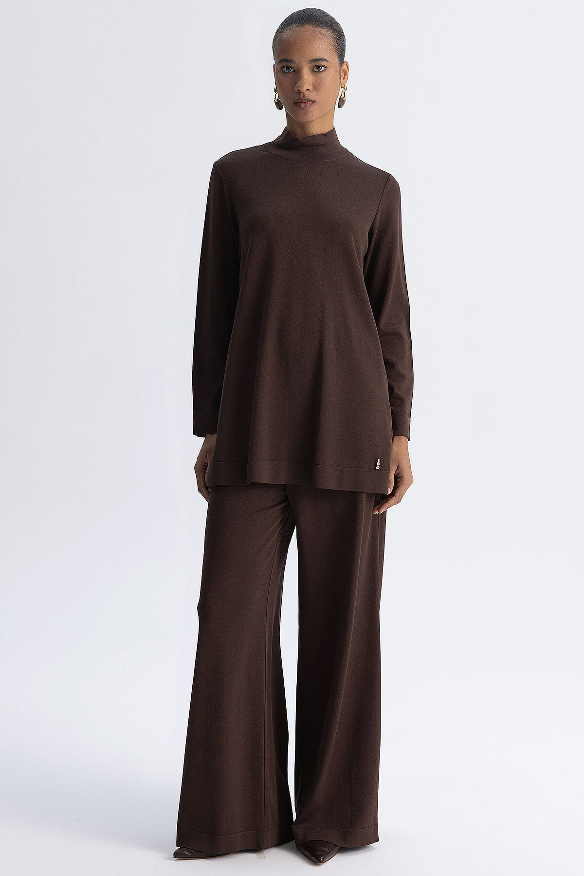 Miss Dalida Bol Paça Basic Triko Pantolon Cacao - 2
