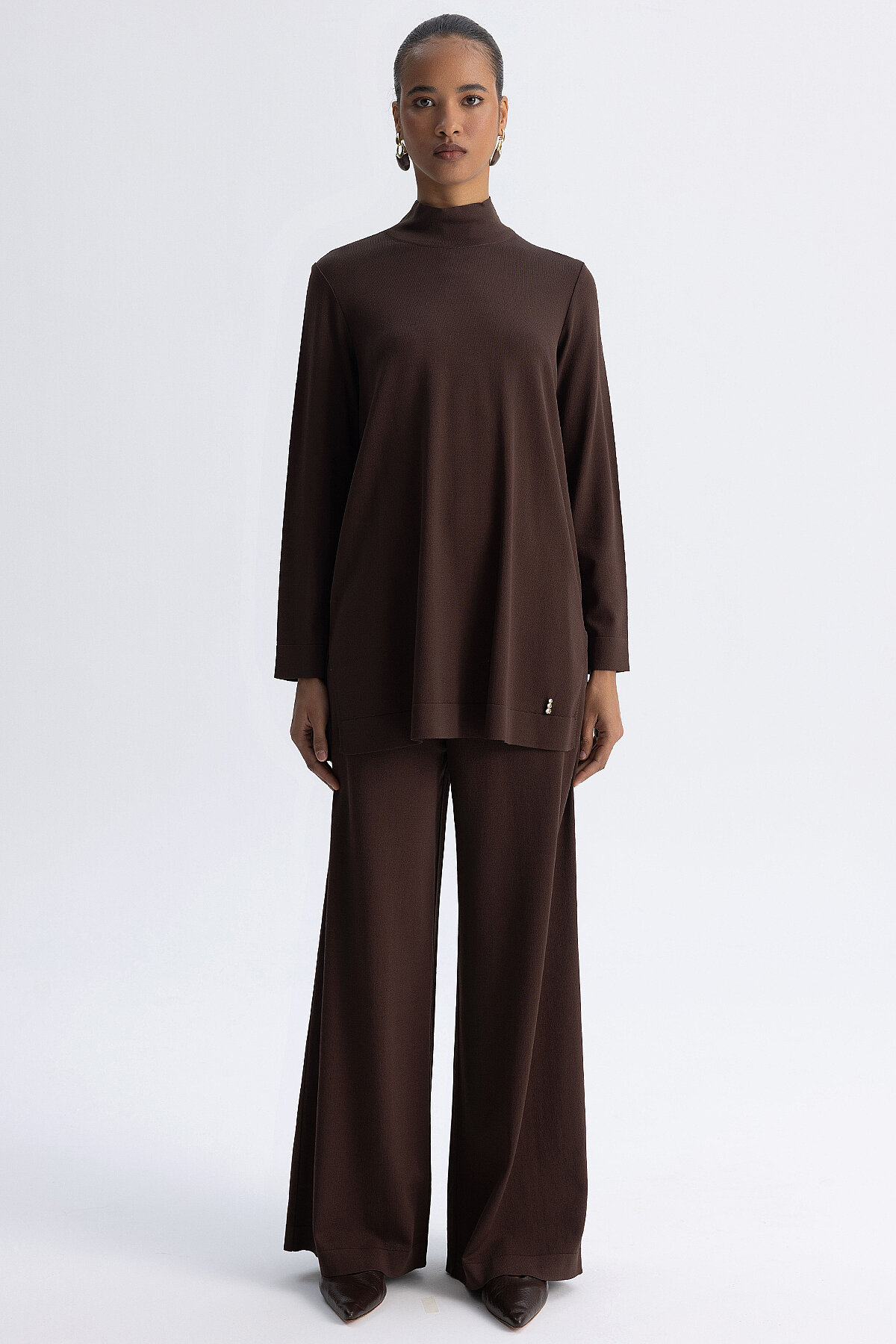Miss Dalida Bol Paça Basic Triko Pantolon Cacao - 5