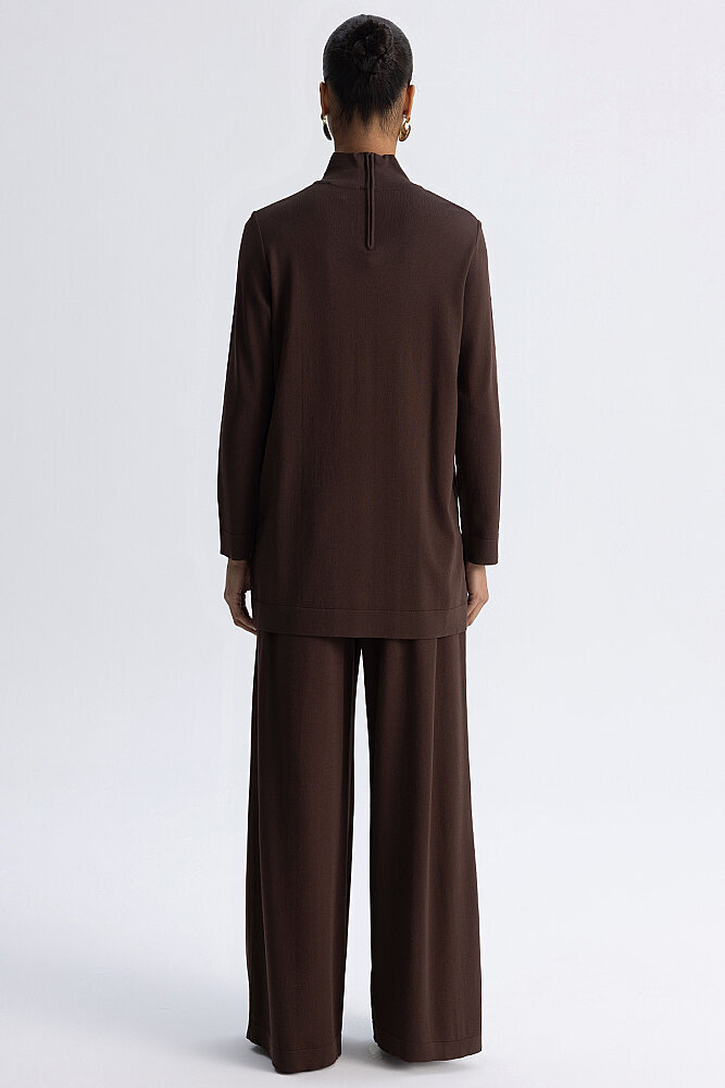 Miss Dalida Bol Paça Basic Triko Pantolon Cacao - 7