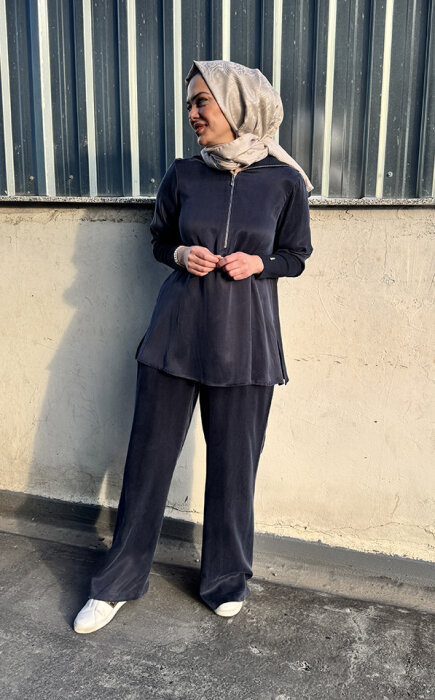 Miss Dalida Bol Paça Cupra Pantolon LACİVERT - 2