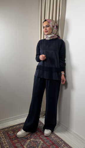 Miss Dalida Bol Paça Cupra Pantolon LACİVERT - 3