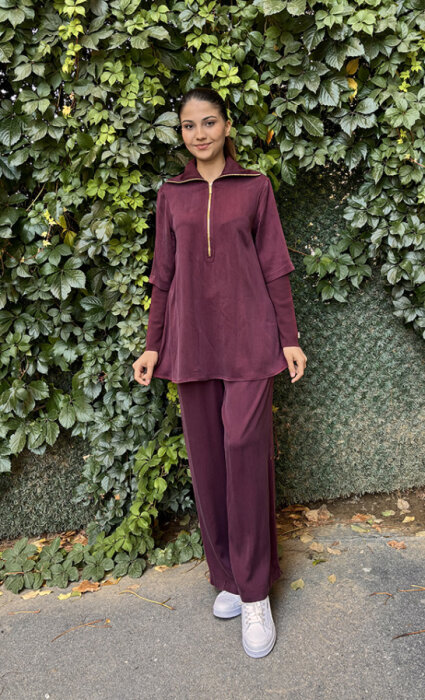 Miss Dalida Bol Paça Cupra Pantolon Plum - 1