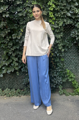 Miss Dalida Bol Paça Cupro Pantolon BLUE 