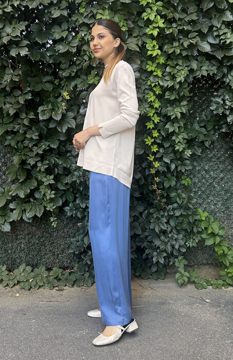 Miss Dalida Bol Paça Cupro Pantolon BLUE - 3