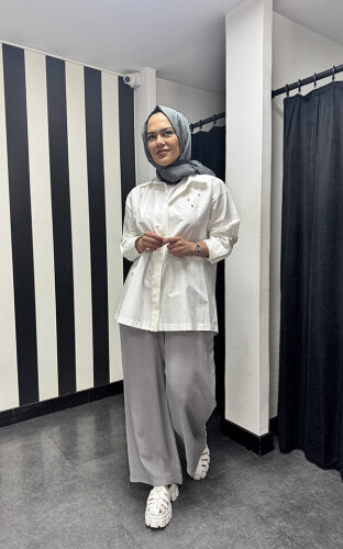 Miss Dalida Bol Paça Cupro Pantolon GREY - 2