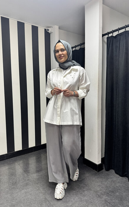 Miss Dalida Bol Paça Cupro Pantolon GREY - 2