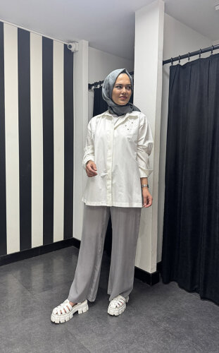 Miss Dalida Bol Paça Cupro Pantolon GREY - 3