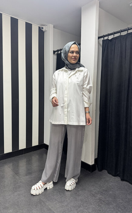 Miss Dalida Bol Paça Cupro Pantolon GREY - 3