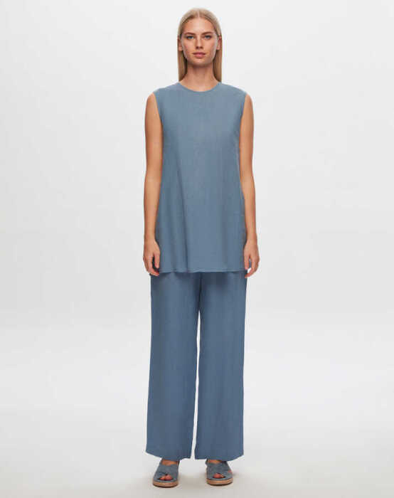 Miss Dalida Bol Paça Keten Pantolon BLUE - 1