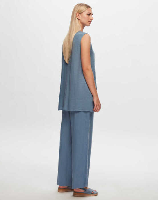 Miss Dalida Bol Paça Keten Pantolon BLUE - 2