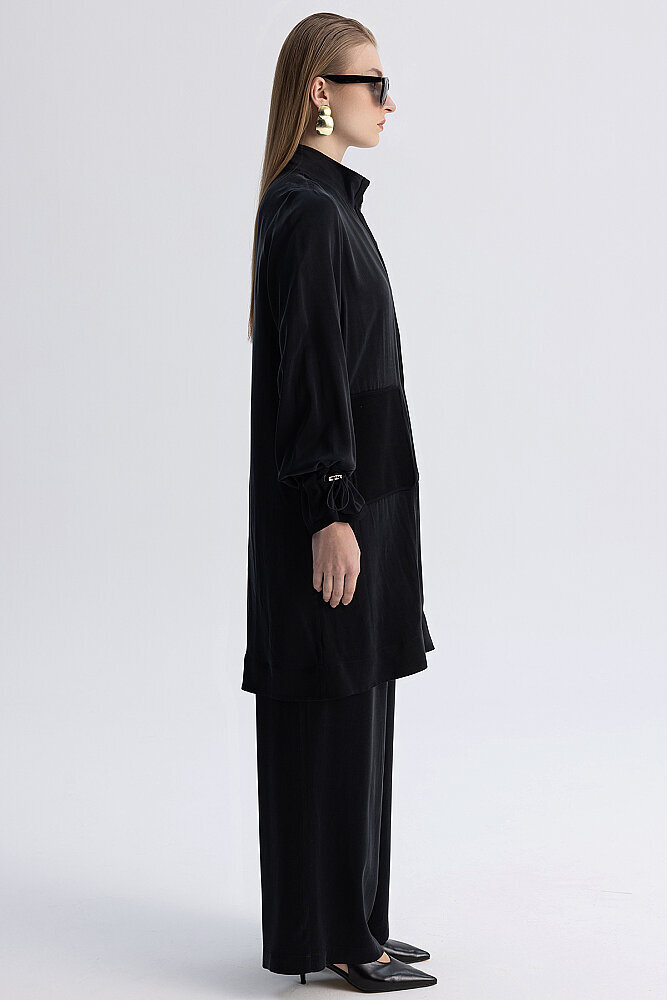 Miss Dalida Bol Paça Klasik Cupro Pantolon BLACK - 6